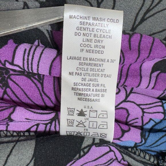 Y2k Purple Pleated Midi Skirt L Dark Floral Bloomcore Whimsigoth Flowy Antthony - Picture 10 of 12